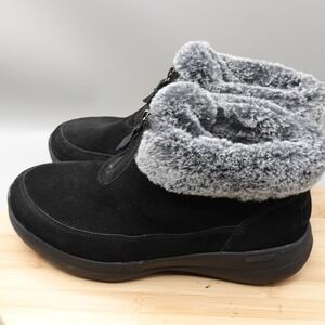 Skechers Boots Womens 8.5 Go Walk Arch Fit Winter Black Suede Zip 144664W Flaw